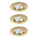 3 x Paulmann Halogen Einbauleuchten rund Gold IP44 3 x 35W GU4 201lm warmweiß 2800K