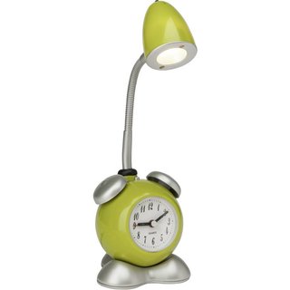Brilliant LED Tischlampe Pharrell grün 1,5W 90lm warmweiß Uhr & Wecker Flexarm & Schalter