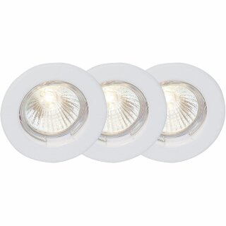 3 x Brilliant Einbauleuchten Set Ron Weiß IP23 3 x 16W GU5,3 Halogen 155lm warmweiß 2800K