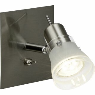 Brilliant LED Wandleuchte Spot Lipari Eisen gebürstet 3W GU10 250lm warmweiß 3000K mit Schalter