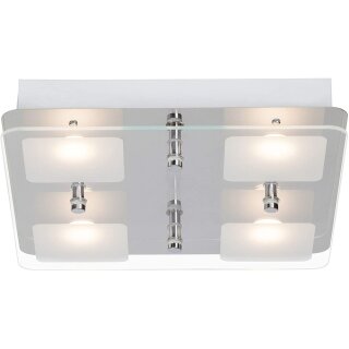 Brilliant LED Deckenleuchte Mountain Chrom/Glas 4 x 5W 1600lm warmweiß 3000K