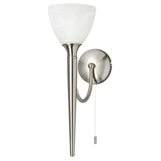 Brilliant Halogen Wandleuchte Fackel Enzo Silber 28W E14 370lm warmweiß 2800K mit Zugschalter