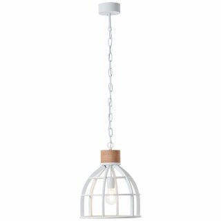 Brilliant Pendelleuchte Matrix Wood Metall/Holz weiß matt max. 60W E27 ohne Leuchtmittel kürzbar