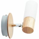 Brilliant Wandleuchte Spot Babsan Weiß/Holz max. 3,5W E14 ohne Leuchtmittel dreh- & schwenkbar