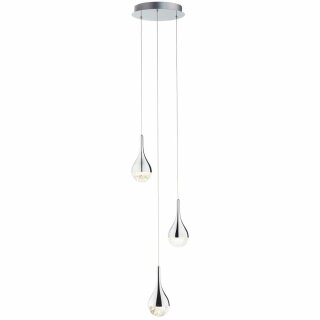 Brilliant LED Pendelleuchte Frizzante Chrom 3 x 5W 1200lm warmweiß kürzbar Lichtschalter dimmbar EasyDim