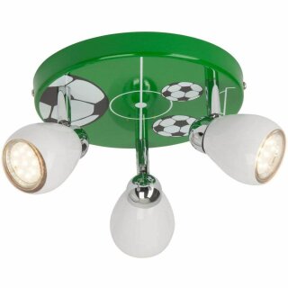 Brilliant LED Deckenleuchte Soccer Fußball Weiß/Grün 3 x 3W GU10 750lm warmweiß 3000K schwenkbar