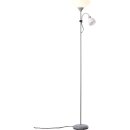 Brilliant LED Stehleuchte Deckenfluter Spari Silber 180cm 2-flammig 9W + 4W E27 800lm + 320lm warmweiß