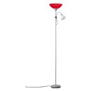 Brilliant LED Stehleuchte Deckenfluter Spari Silber 180cm 2-flammig 9W + 4W E27 800lm + 320lm warmweiß