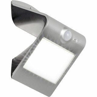 Brilliant LED Solar Außenwandleuchte Silber IP65 1,5W 200lm neutralweiß 4000K mit Bewegungsmelder