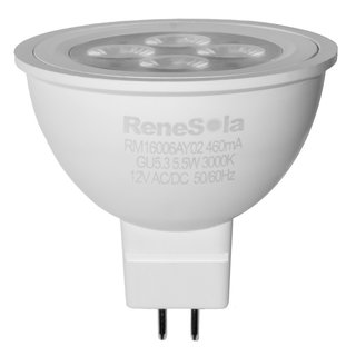 Renesola LED Leuchtmittel MR16 Reflektor 5,5W = 35W GU5,3 345lm 12V warmweiß 3000K flood 35°