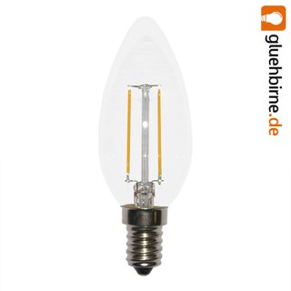 LED Filament Kerze 2W wie 25W klar E14 230lm Glühlampe Glühbirne warmweiß 2700K