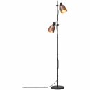 Brilliant Stehleuchte Santo Schwarz/Kupfer max. 2 x 40W E27 mit Fußtaster ohne Leuchtmittel schwenkbar