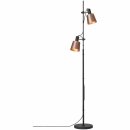 Brilliant Stehleuchte Santo Schwarz/Kupfer max. 2 x 40W E27 mit Fußtaster ohne Leuchtmittel schwenkbar