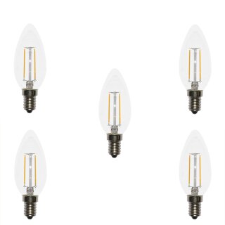 5 x LED Filament Kerze 2W wie 25W klar E14 230lm Glühlampe Glühbirne warmweiß 2700K