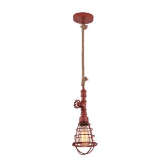 Näve Pendelleuchte Deckenleuchte Vintage Rot Metall Seil max. 60W E27 ohne Leuchtmittel
