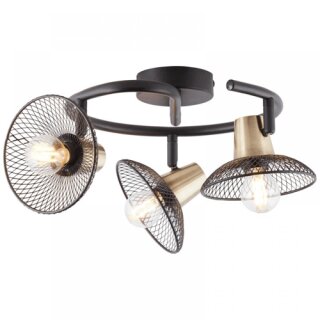 Brilliant Deckenleuchte Spotstrahler Gordon Schwarz/Messing max. 3 x 40W E14 ohne Leuchtmittel schwenkbar
