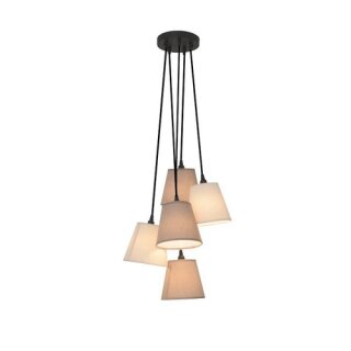 Näve Pendelleuchte Boho Beige/Braun Metall/Textil 5-flammig max. 5 x 40W E14 ohne Leuchtmittel kürzbar