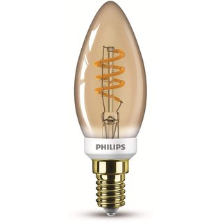Philips LED Spiral Filament Kerze 3,5W = 15W E14 Gold 136lm extra warmweiß 2000K DIMMBAR