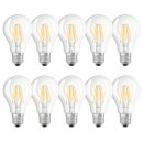 10 x Osram LED Filament Leuchtmittel Birnenform A60 7W =...