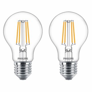 2 x Philips LED Filament Leuchtmittel Birne 4,3W = 40W E27 klar 470lm warmweiß 2700K