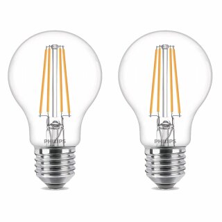 2 x Philips LED Filament Leuchtmittel Birnenform 7W = 60W E27 klar 806lm warmweiß 2700K