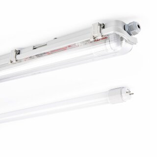 LED Feuchtraumleuchte Eco Wannenleuchte 120cm 1 x 18W T8 Röhre 1800lm Neutralweiß 4000K IP65