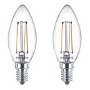 2 x Philips LED Filament Leuchtmittel Kerze 2W = 25W E14...