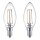 2 x Philips LED Filament Leuchtmittel Kerze 2W = 25W E14 klar 250lm warmweiß 2700K