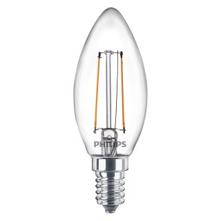 Philips LED Filament Leuchtmittel Kerze 2W = 25W E14 klar 250lm warmweiß 2700K