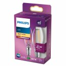 2 x Philips LED Filament Leuchtmittel Kerzen 4,3W = 40W E14 klar 470lm warmweiß 2700K