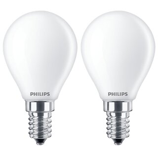 2 x Philips LED Leuchtmittel Classic Tropfen 4,3W = 40W E14 matt 470lm warmweiß 2700K