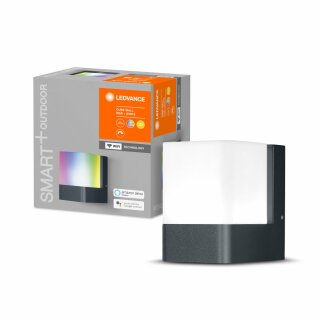 Ledvance LED Smart+ Außenwandleuchte Cube Dunkelgrau IP44 9,5W 450lm RGBW 3000K App Google & Alexa WiFi