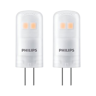 2 x Philips LED Leuchtmittel Stiftsockellampe 1W = 10W G4 matt 115lm warmweiß 2700K