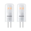 2 x Philips LED Leuchtmittel Stiftsockellampe 1W = 10W G4 matt 115lm warmweiß 2700K