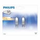 2 x Philips Halogen Leuchtmittel Stiftsockellampe 35W = 50W GY6,35 klar 500lm warmweiß 3100K dimmbar