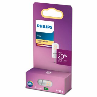 Philips LED Leuchtmittel Stiftsockellampe 1,8W = 20W G4 matt 205lm warmweiß 2700K 