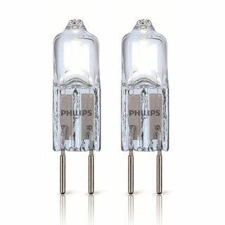 2 x Philips Halogen Leuchtmittel Stiftsockellampe 25W = 35W GY6,35 klar 500lm warmweiß 3000K dimmbar