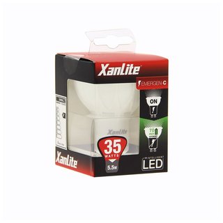 XanLite LED Leuchtmittel Reflektor 5,5W = 35W GU10 matt 400lm warmweiß 3000K 100° Akku 70 Minuten Notlicht