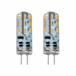 2 x LED Leuchtmittel Stiftsockel 1,5W = 15W G4 klar 12V 110lm warmweiß 2700K