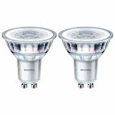 2 x Philips LED Leuchtmittel Glas Reflektor 3,5W = 35W GU10 255lm warmweiß 2700K flood 36°