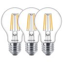 3 x Philips LED Filament Leuchtmittel Birnenform A60 7W = 60W E27 klar 806lm warmweiß 2700K