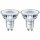 2 x Philips LED Leuchtmittel Glas Reflektor 4,6W = 50W GU10 355lm warmweiß 2700K flood 36°