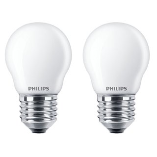 2 x Philips LED Leuchtmittel Tropfenform 4,3W = 40W E27 matt 470lm warmweiß 2700K