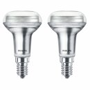 2 x Philips LED Leuchtmittel Glas Reflektor 2,8W = 40W E14 klar 210lm warmweiß 2700K 36°