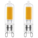 2 x Osram LED Glas Leuchtmittel Stiftsockellampe 2W = 20W G9 COB klar 200lm 827 warmweiß 2700K BLI 320°