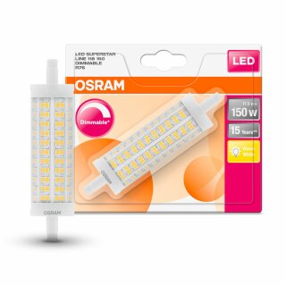 Osram LED Leuchtmittel 118mm Stab 17,5W = 150W R7s klar 2452lm warmweiß 2700K 360° DIMMBAR