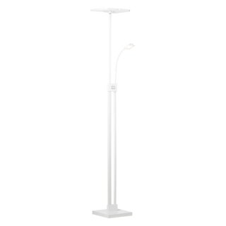 Brilliant LED Deckenfluter Forrester mit Lesearm Weiß 26W + 3W 3747lm warmweiß 3000K mit Touchdimmer
