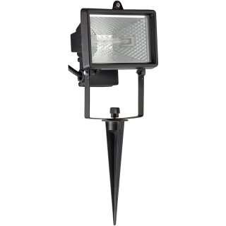 Brilliant Halogen Gartenspieß Strahler Tanko Schwarz IP44 120W R7s 2220lm warmweiß 2900K schwenkbar