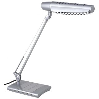 Brilliant Tischleuchte Spy Silber 11W E27 759lm Tageslicht 6400K kaltweiß ESL mit Schalter