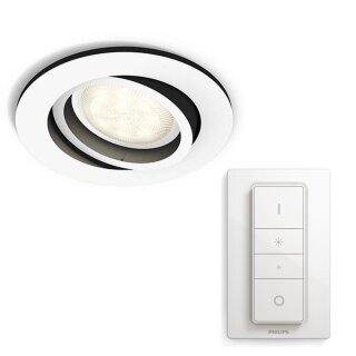 Philip LED Einbauleuchte Hue White Ambiance Weiß 5W GU10 250lm 2200-6500K Dimmbar App Amazon Alexa mit Dimmschalter